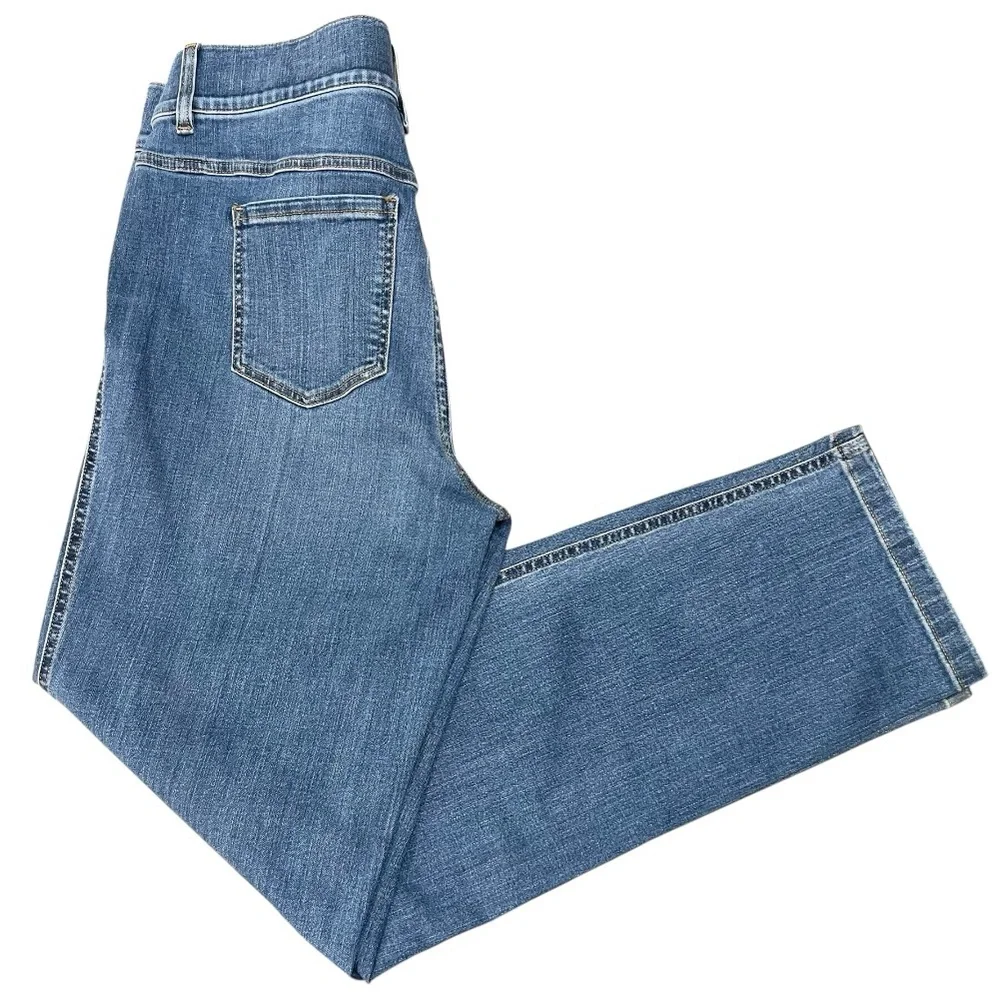 Spanx High Rise Straight Leg Pull On Stretch Jeans Vintage Indigo Womens 1X Tall - Picture 9 of 11